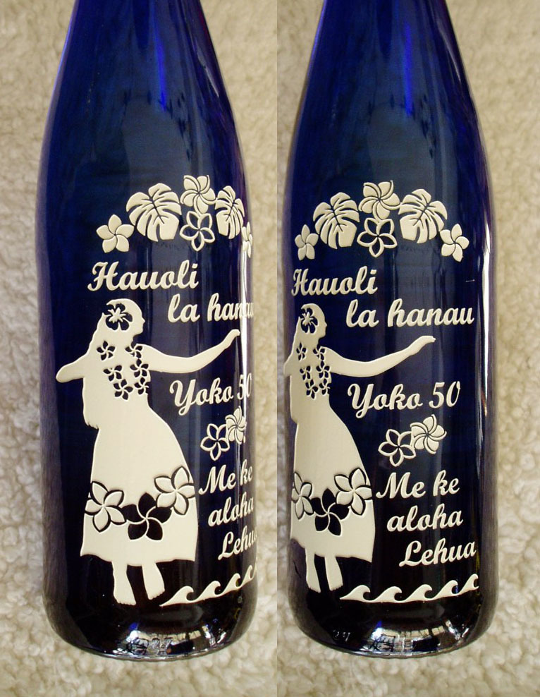 ボトル彫刻　結婚祝い ボトル名入れ　ボトル刻印　フラガール
