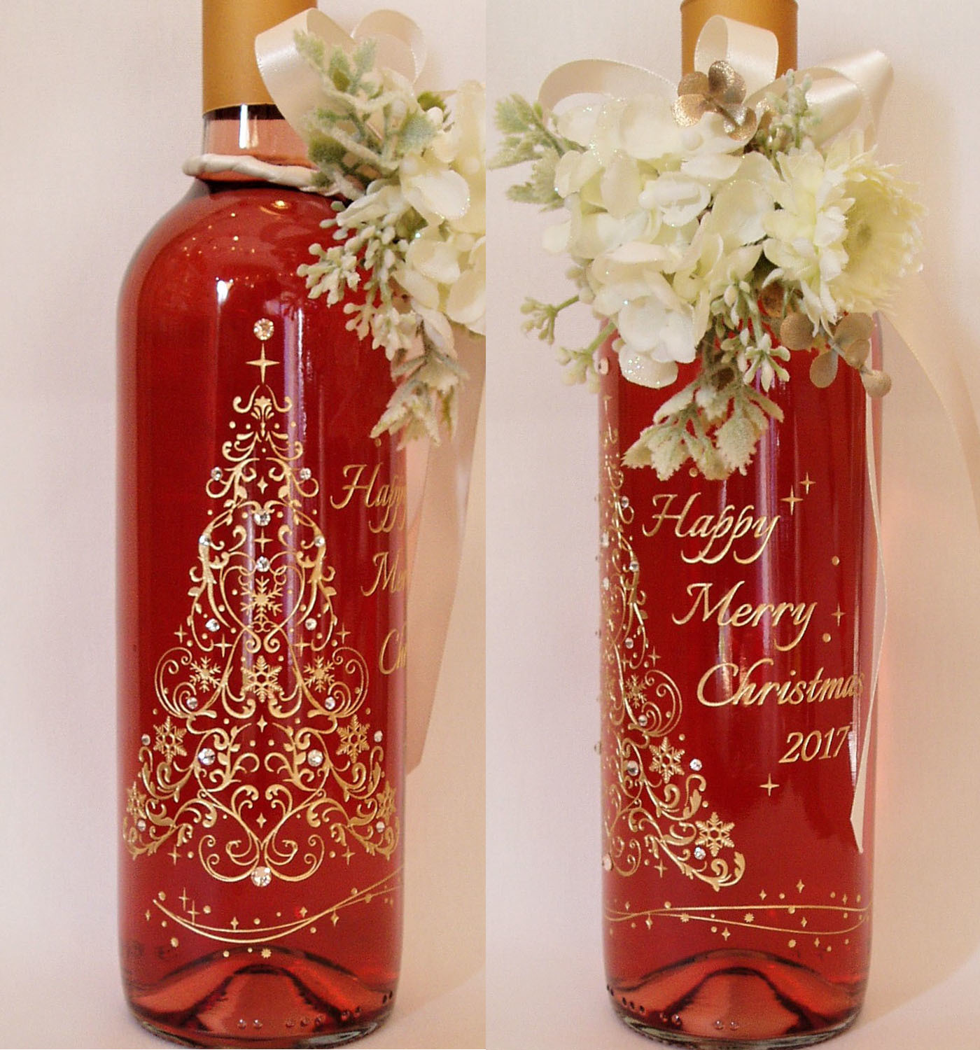 ボトル彫刻 クリスマスツリー デコボトル